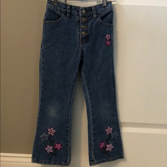 Girls Flower Jeans - Picture 1 of 6